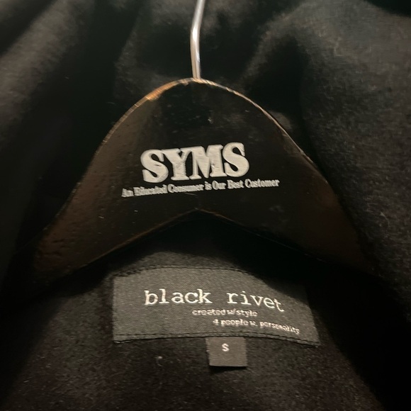 Black Rivet Pea Coat Jacket SZ Small Very Unique Buttons Military Style - Picture 5 of 12